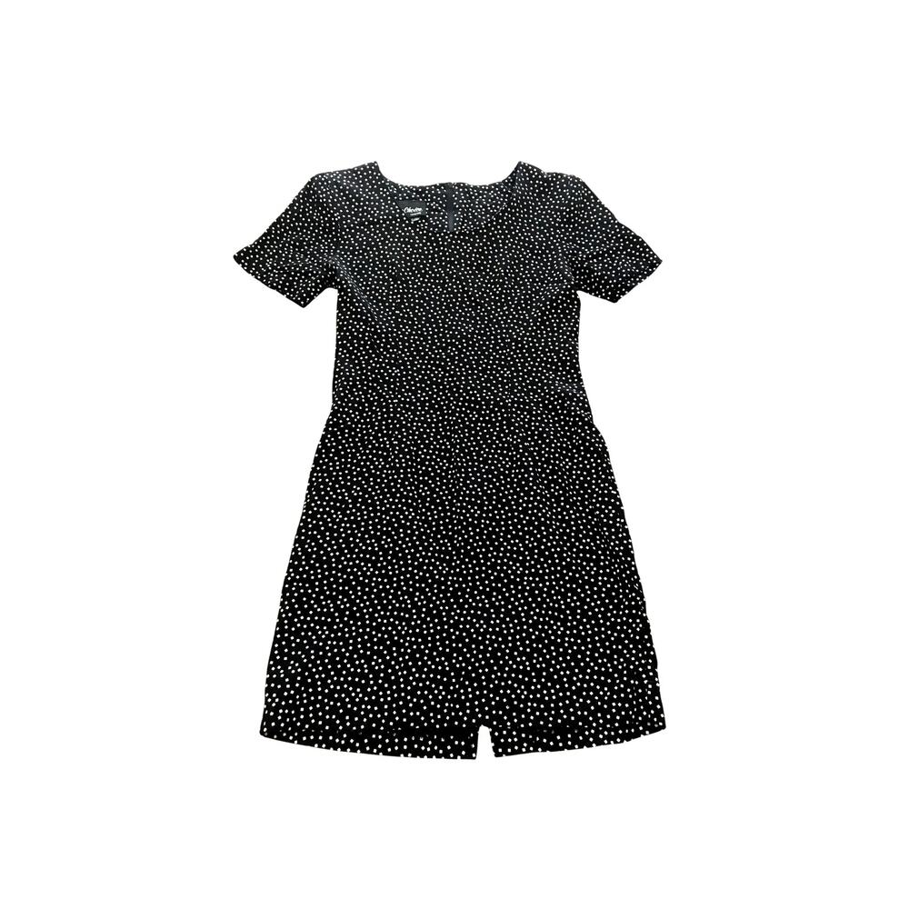 By Choice Shift Dress 90s Shoulder Pads Size 5 Black and White Square Confetti